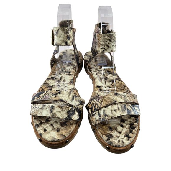 AGL Animal Print Gladiator Sandals Womens 7 37 Studded Designer Mob Wife Brown - Picture 5 of 11